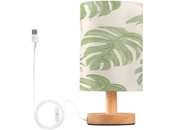 Abajur De Cabeceira Led Em Formato Folha Tropical Com Portas USB, Luminária De Mesa, Luminária de Leitura, Luminária de De