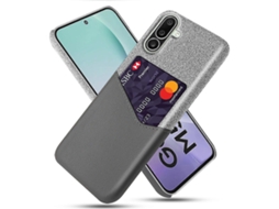 Capa Tkdaddy Para Samsung Galaxy M56 5g, Capa De Couro Pu Com Textura De Tecido, Capa Rígida Para Pc Com Porta-cartões, Cinza