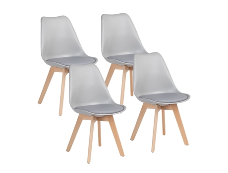 WEHOME Conjunto de 4 Cadeiras Internas Candice em Design Moderno Cinza