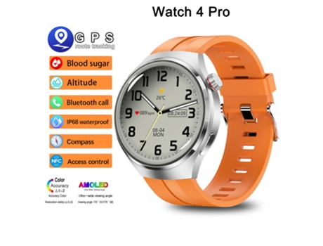 Smartwatch Timovo® Reloj Inteligente Para Android Ios Gt4 Pro Relógios À Prova Dwaterproof Água, Fitness Ao Ar Livre, Nfc, Rastreador Gps Cor Laranja