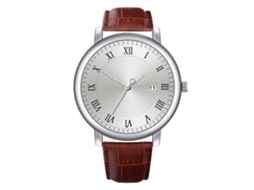 Pulseira de relógio masculina em couro PU, elegante e moderna, nas cores branca e marrom.