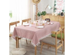 Toalha de Mesa Listrada com Borla de Algodão À Prova de Poeira para Peça Central de Cozinha Retangular 40 X 55 Pol. Vermelha