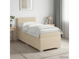 Vidaxl Cama Box Spring Com Colchão Creme 100 X 200 Cm Tecido