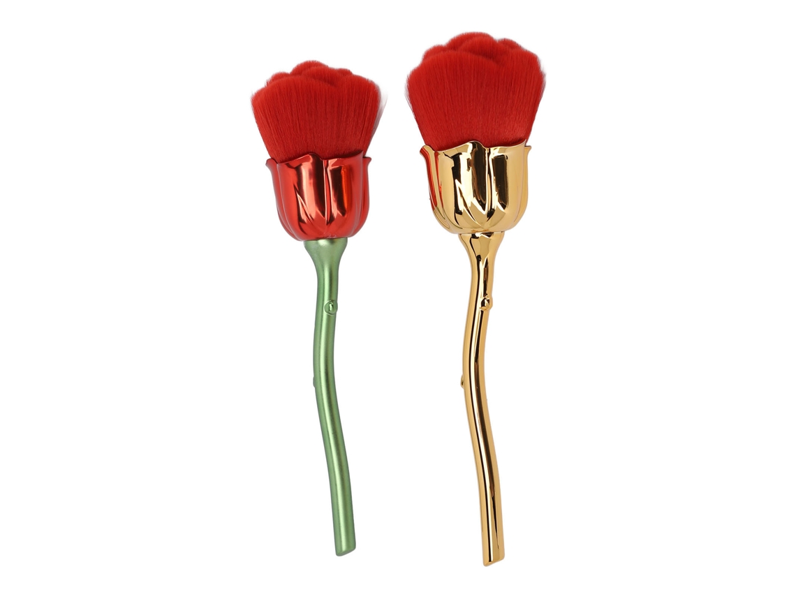 2pcs Pincel De Unha Em Forma De Rosa Para Remoção De Poeira Esmalte Limpeza Manicure Com Cabo Ergonômico