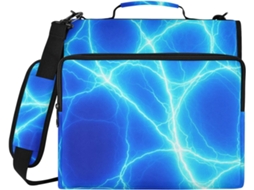 Blue Lightning Pasta Organizadora Com Três Argolas, Compartimento Laptop, Zíper Impermeável Escola E Trabalho