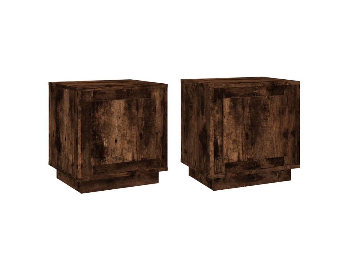 Conjunto de 2 Mesas de Cabeceira Derivado de Madeira Carvalho Fumado MAISON EXCLUSIVE (44x35x45 cm)