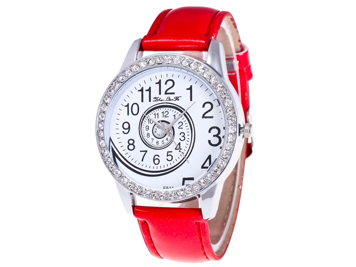 Reloj De Mujer De Cuero Pu Zhoulianfa Con Cristales, Dial Redondo, Cuarzo