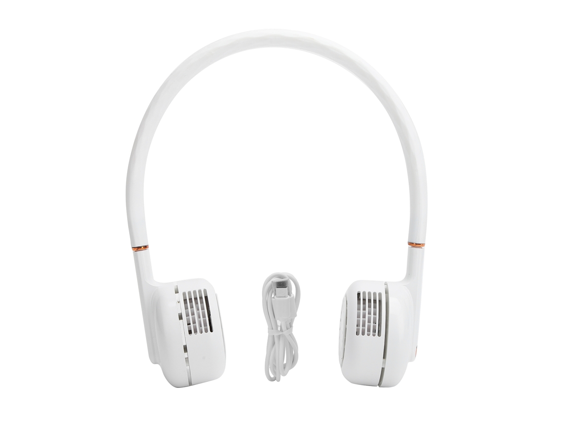 Ventilador de cuello portátil sin aspas, silicona y ABS, para hogar, exteriores, dormitorios y deportes, blanco