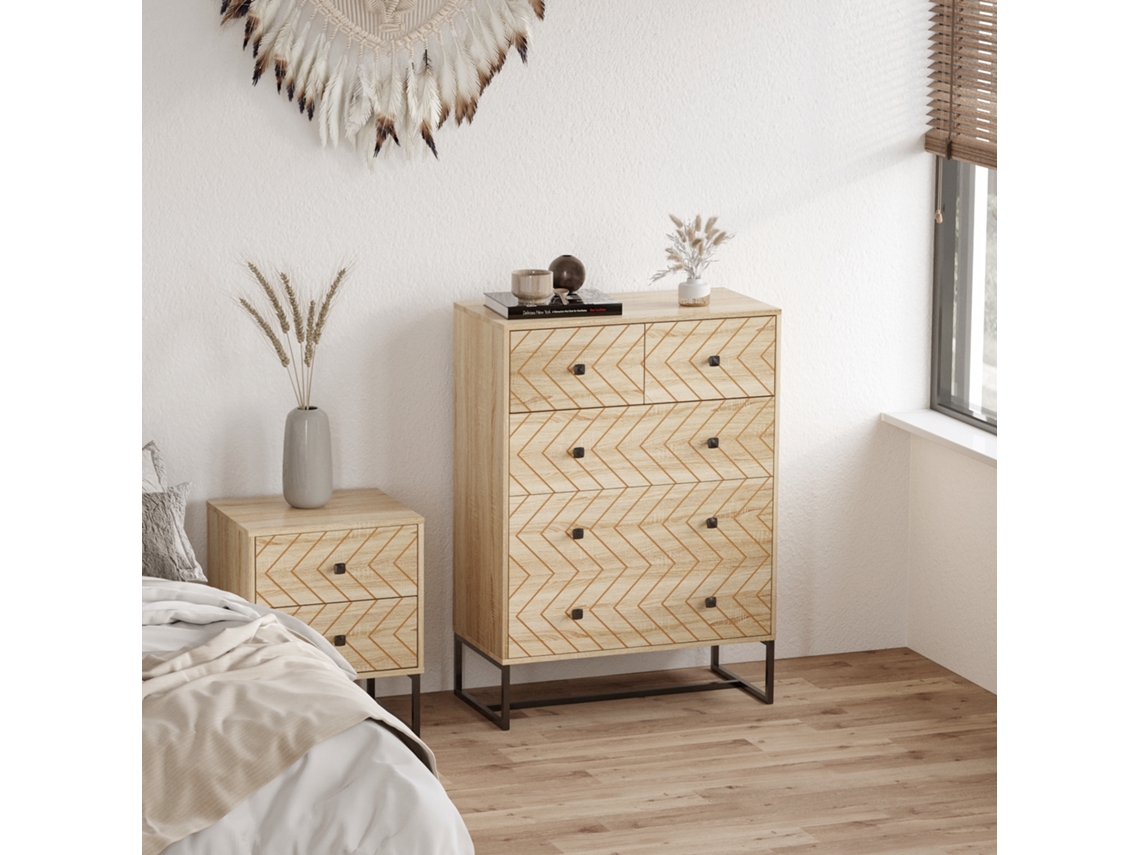 Cômoda Com 5 Gavetas, Armário Auxiliar Para Quarto E Escritório, Organizador De Criado-mudo, 80x39,5x110cm