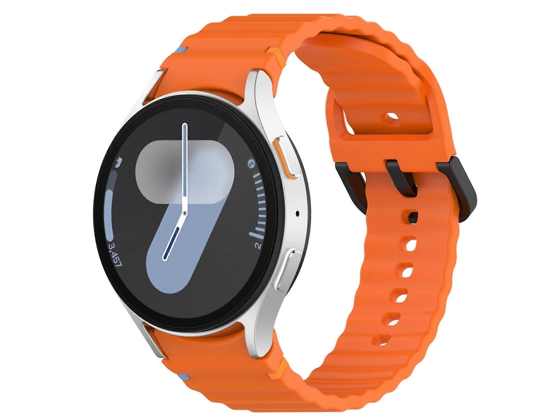 Pulseira De Silicone Preta Com Fivela E Textura Ondulada.