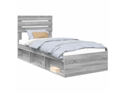 Estrutura da Cama com Cabeceira Cinza Sonoma 100x200 cm MAISON EXCLUSIVE