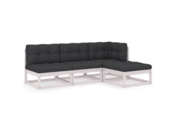 Conjunto de 4 Jardim Lounge C/ Almofadões Pinho Maciço MAISON EXCLUSIVE