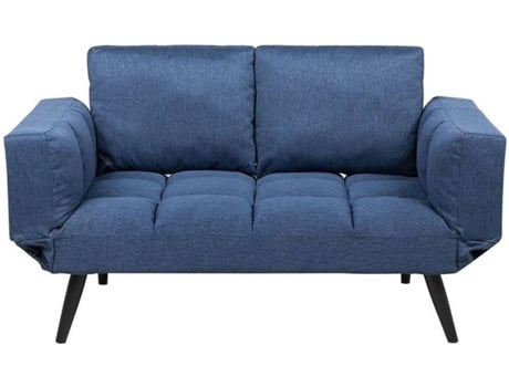 Sofá-cama em tecido azul marinho BREKKE