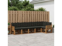 Vidaxl Conjunto De Sofás Para Exterior 6 Unid. Natural E Preto