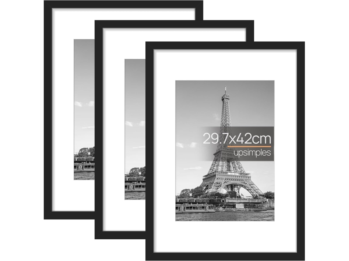 Moldura A3, Pacote Com 3 Molduras Pretas Para Fotos, Imagem Para Montagem Na Parede 29,7 X 42 Cm Aquaforge