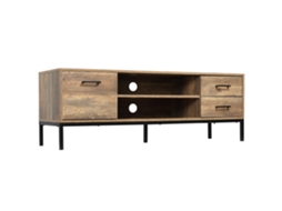 Suporte Tv Até 50 Polegadas Com 2 Gavetas E Prateleira, 132x39x45,5cm, Acabamento Marrom Preto