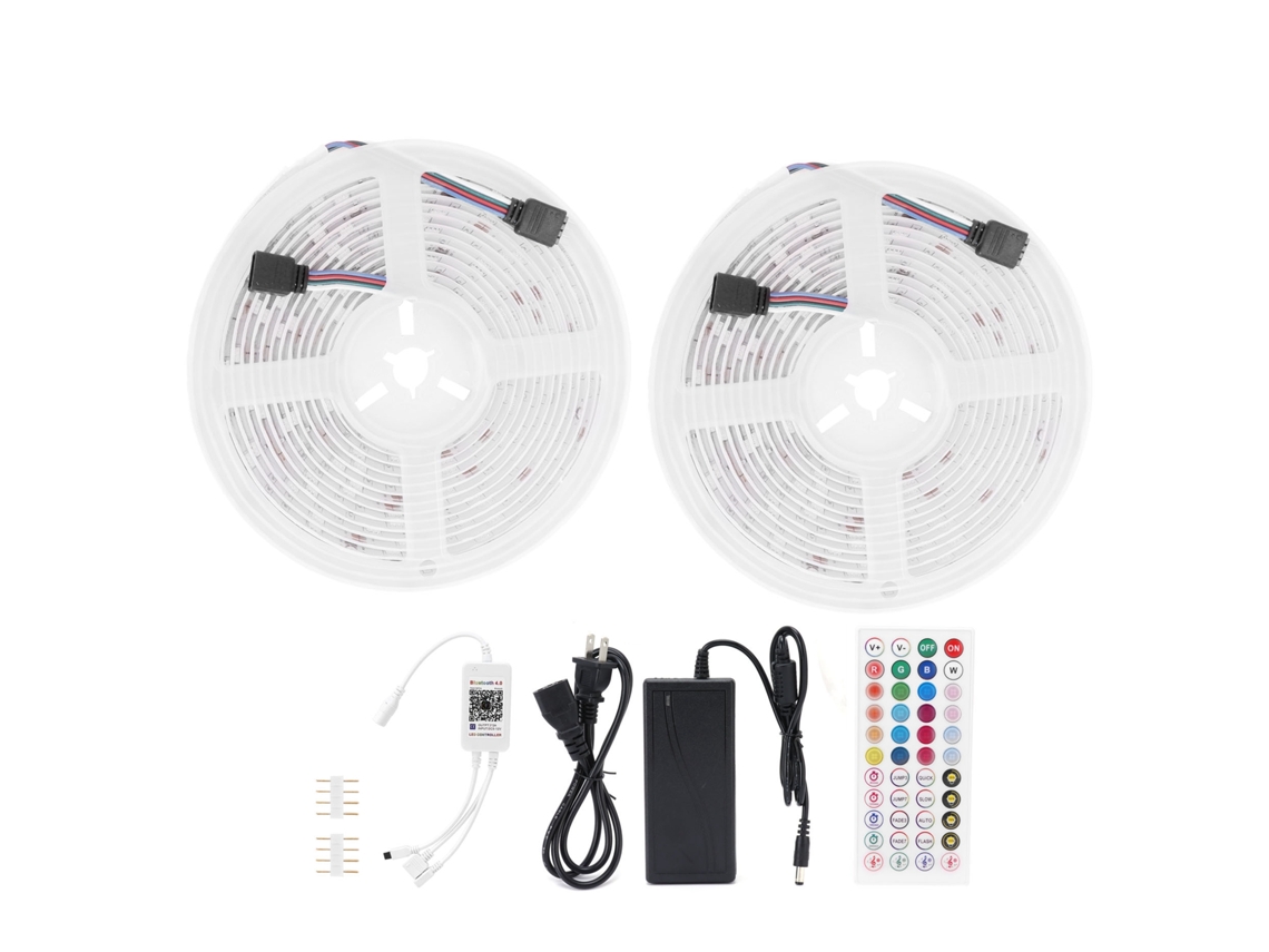 2026 300led Luz de Tira Rgb Ip65 Smd5050 com Controle Remoto, Flexível e Regulável para Decoração Ambiental