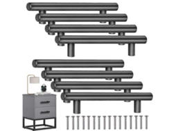8 cabos de porta de cozinha T-bar, aço inox, 200mm, distância entre furos 128mm, preto S/MARCA