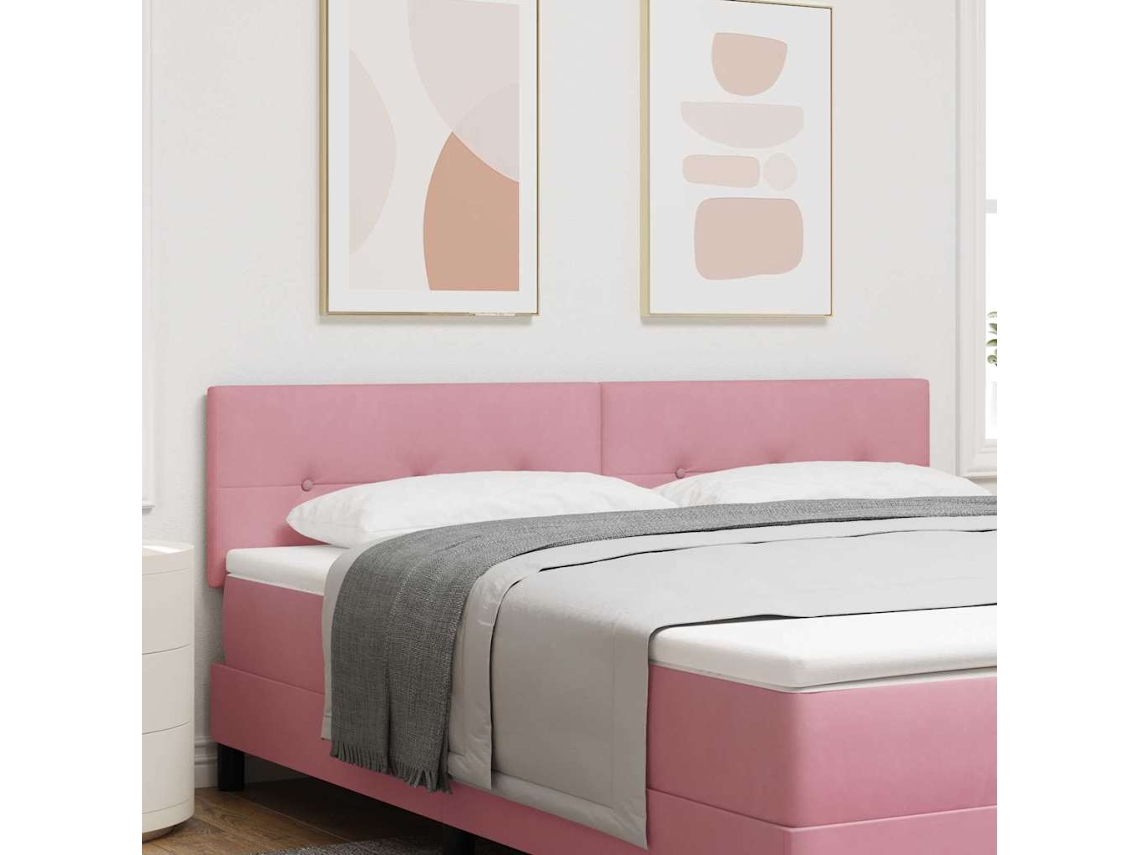 Vidaxl Cabeceira Led com Fitas Led Manual Rosa 180 Cm Veludo