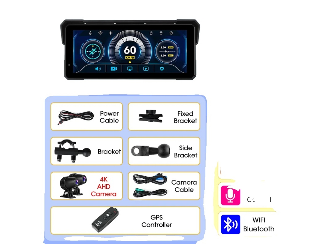 Reprodutor Multimídia, À Prova D'água, Compatibilidade Sem Fio, 8.1 Polegadas Dvr_controller