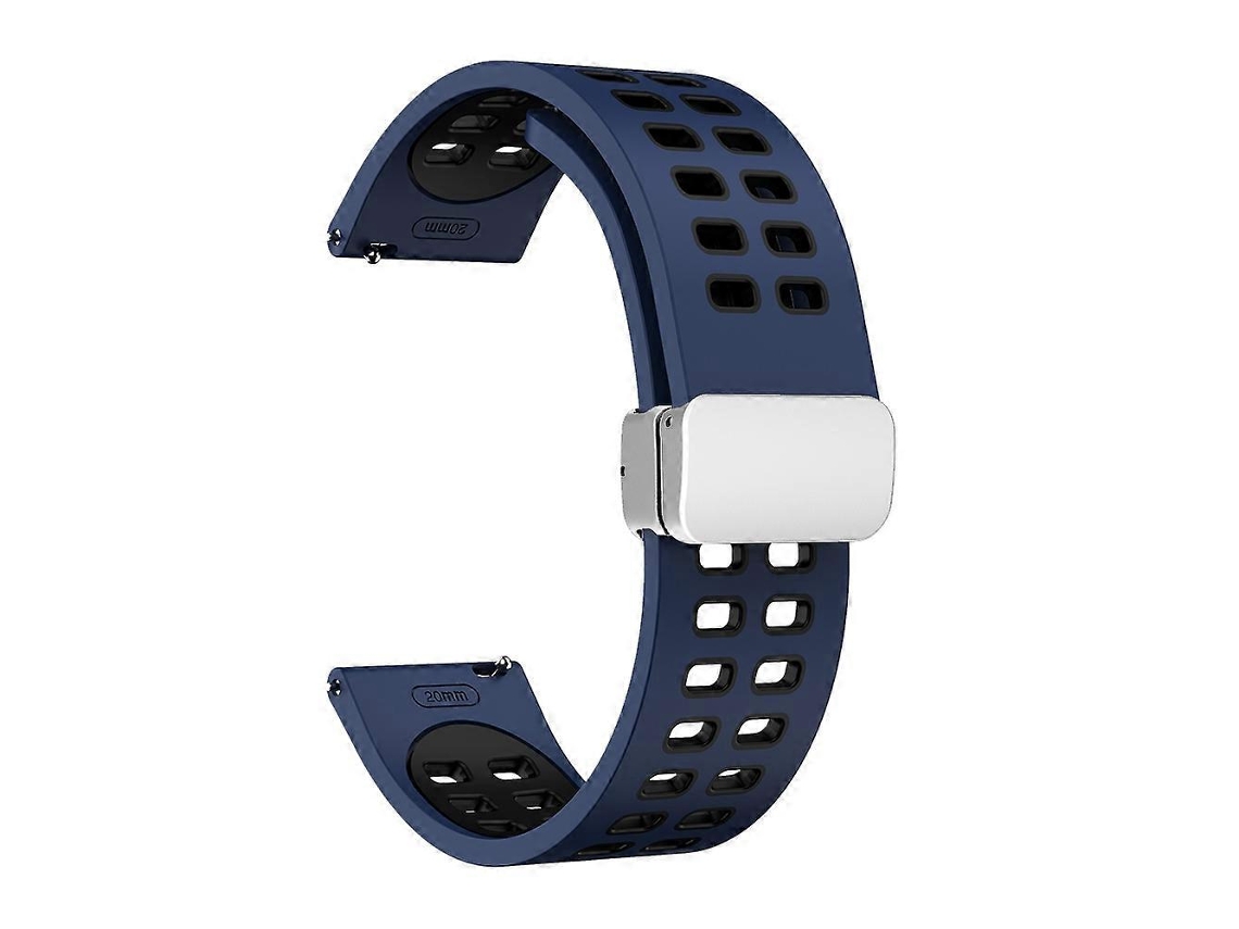 Pulseira De Relógio De Silicone Bicolor Com Fecho Dobrável De Furos Duplos Na Cor Prata