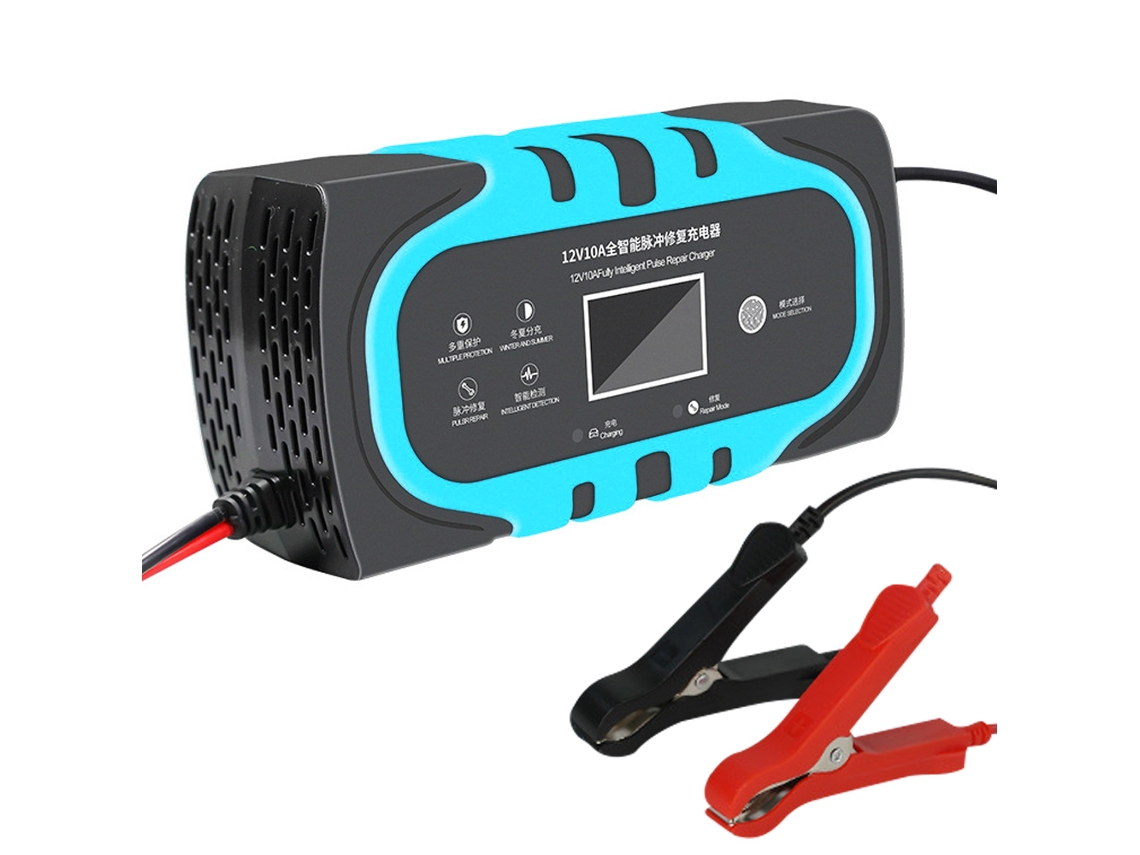 Cargador Inteligente De Baterías 12v10a Com Reparo Por Impulso E Tela Lcd Para Carros, Motos E Barcos