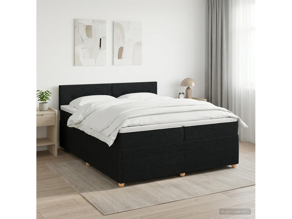 Vidaxl Cama Box Spring Com Colchão Preto 200 X 200 Cm Tecido