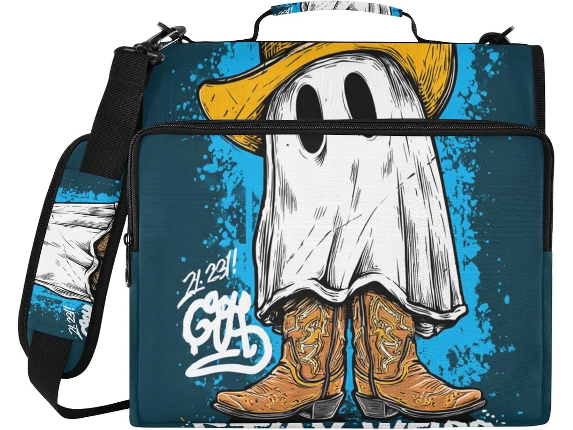 Organizador de Botas Weird Ghosts com 3 argolas, alça de ombro, diversos modelos com zíper para escola e mesa.