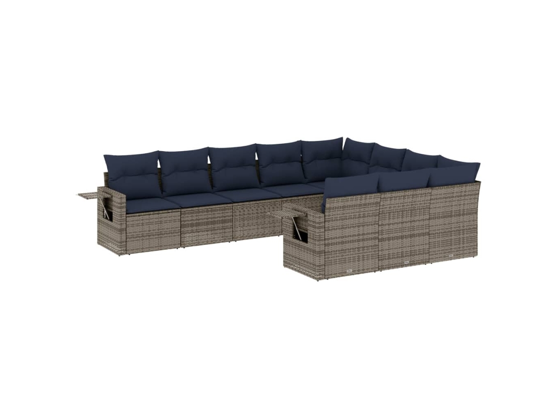 Conjunto de Sofá de Jardim, 10 Peças, Almofadas, Rattan Cinza MAISON EXCLUSIVE