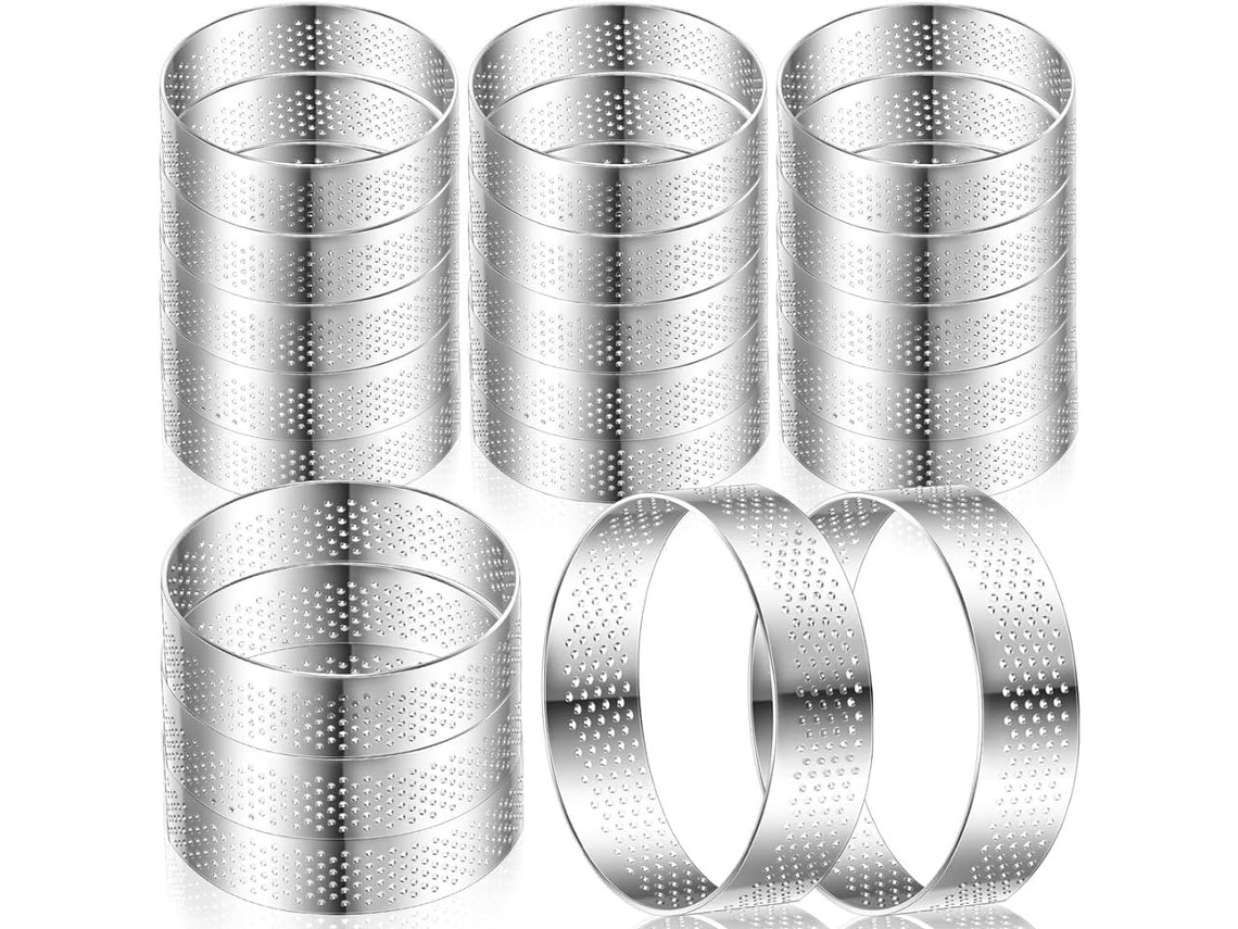 20 Aros Redondos De Aço Inoxidável 7, 6cm 3 Polegadas, Aros De Metal Antiaderentes