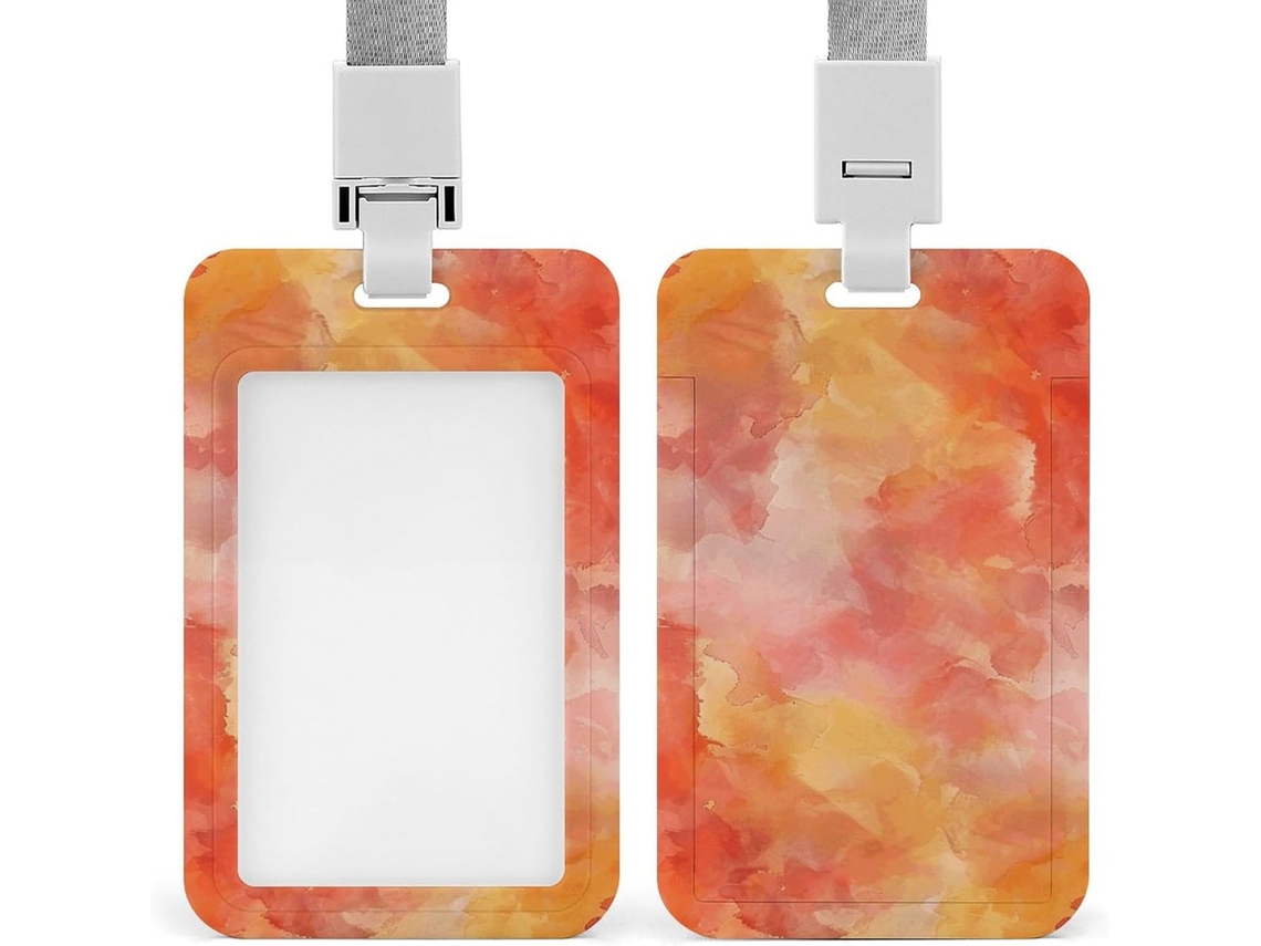 Porta Crachá Abstrato Com Carimbo Vermelho Cartões Personalizáveis, À Prova D Água, Protetor de Crachá, Ideal