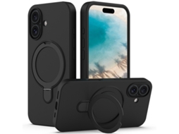 Capa Yuysan Para Iphone 16 Silicone Líquido Magsafe (íman, Suporte Para Anel, Preto) Preto