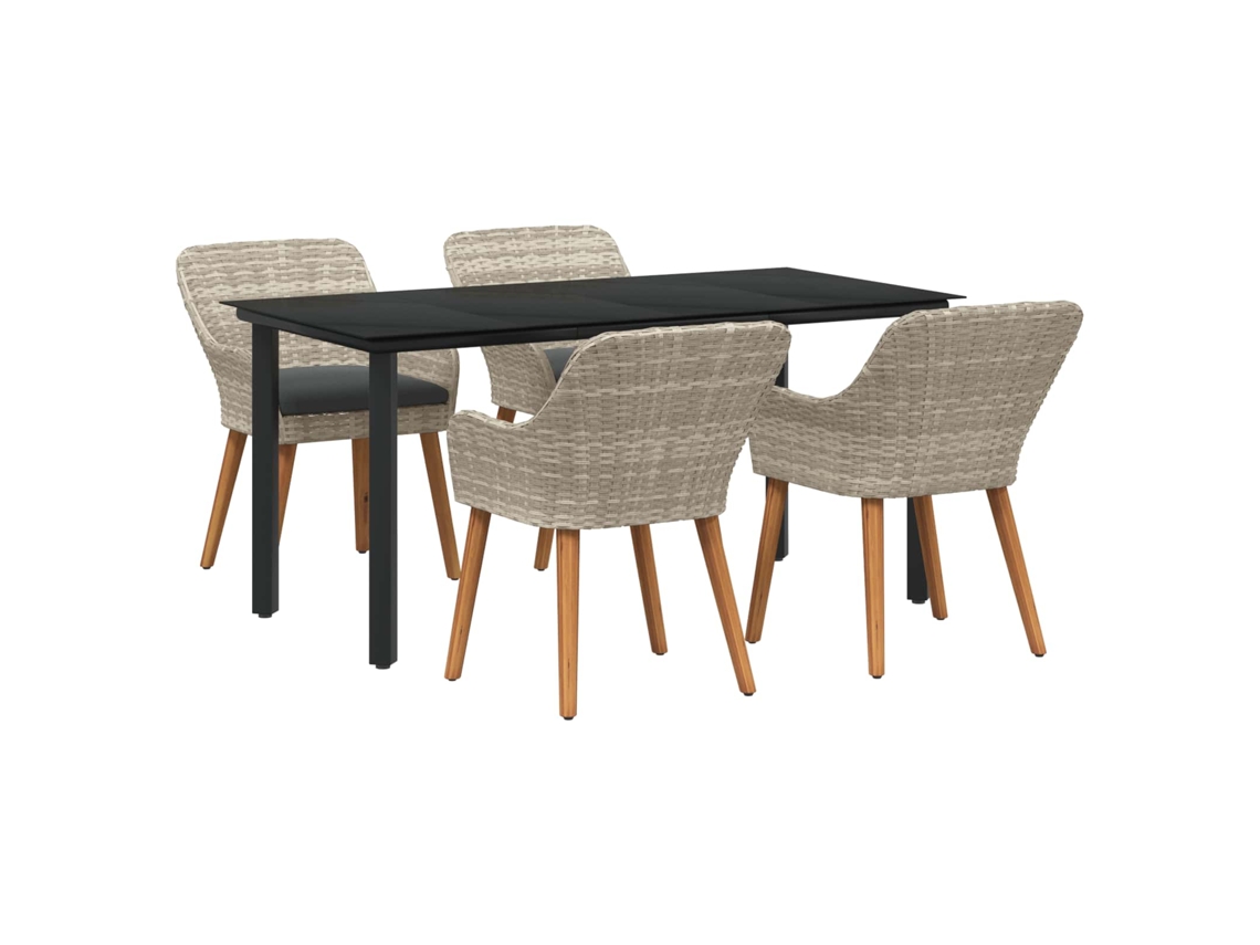 Vidaxl Conjunto de Jantar para Jardim 5 Pcs Cinzento claro Vime Pe