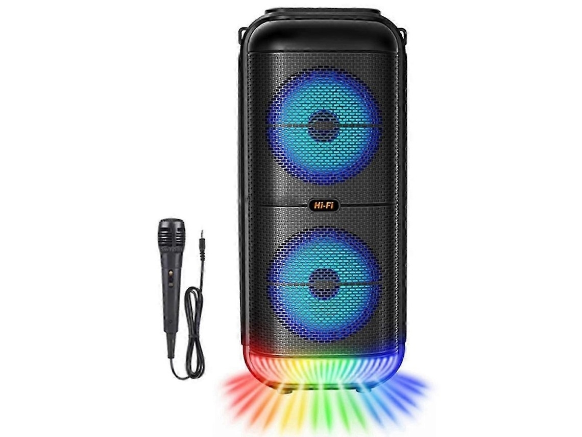 Caixa Som Bluetooth Externa 1200w, Subwoofer Duplo 6 Polegadas, Torre Portátil Sem Fio, Graves Profundos E Microfone.