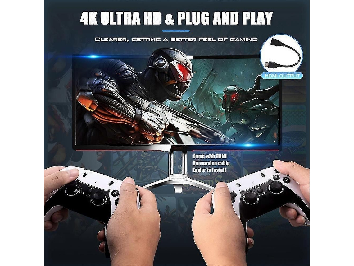Hd 4k Clássico Retro Console de Jogos, 2.4g Sem Fio Jogos Dupla Família Game Plug Play GOKOCO