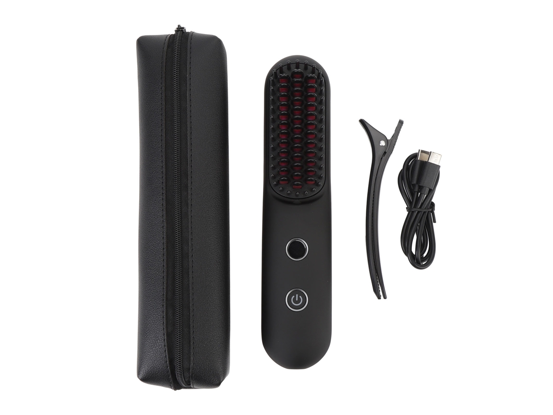Pente De Alisamento Sem Fio 3 Configurações De Temperatura Aquecimento Rápido 20s Carregamento Type C Para Cabelo Cacheado E Fino