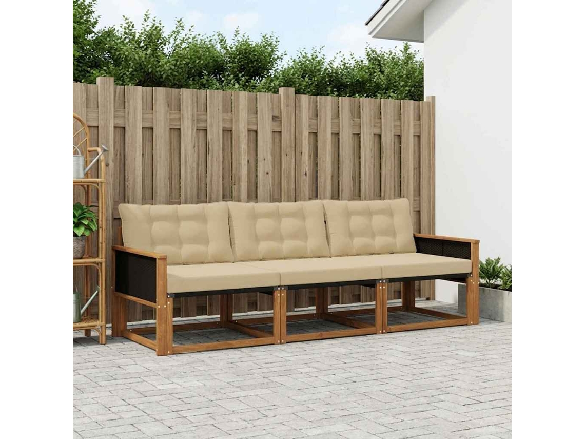 Vidaxl Conjunto De Sofás Para Exterior 3 Unid. Natural E Bege