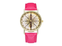 Relógio de pulso feminino moderno em couro, quartzo, casual, vermelho e rosa.