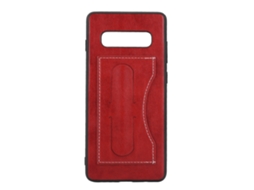 Capa traseira protetora para Samsung S10+ vermelha material PU com suporte para cartão EOOCOO