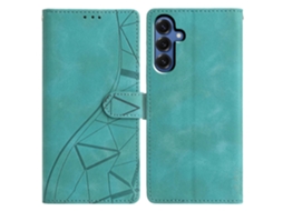 Capa Tipo Carteira Com Suporte E Estampa Triangular De Couro Para Samsung Galaxy S25 Fe, Verde