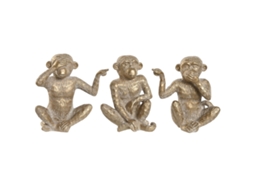 Figura Decorativa HOME ESPRIT Dourado Macaco Tropical 14 X 10 X 14 Cm 3 Unidades