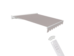 Toldo Motorizado Exterior 3x2,5 Cinza Controle Remoto Semicofre Lona De Proteção Solar Wasabi
