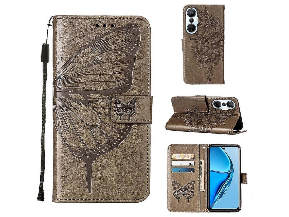Capa De Celular Flip Em Couro Com Borboleta Em Relevo Para Infinix Hot 20s / 20 Pro X6827