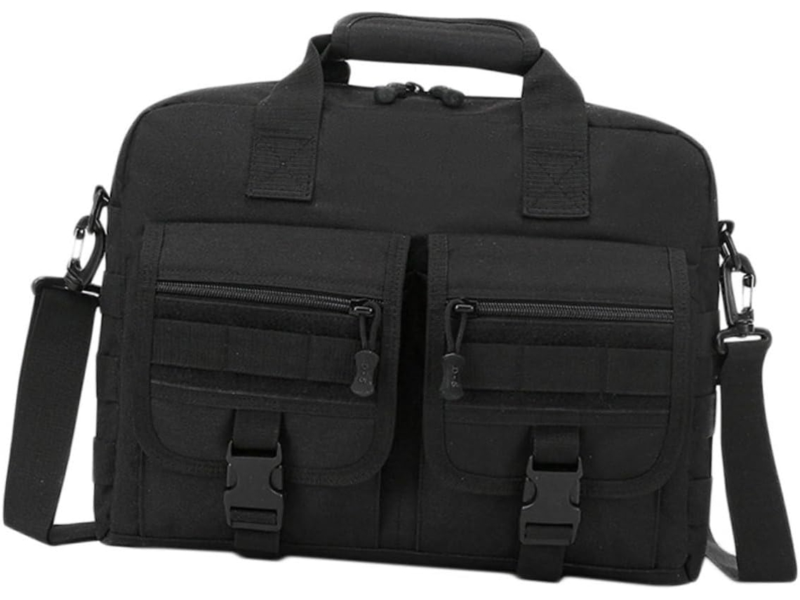 Bolsa De Ombro Multifuncional Com Design Simples Em Nylon Camuflado Preto, Portátil Com Fechamento Zíper P