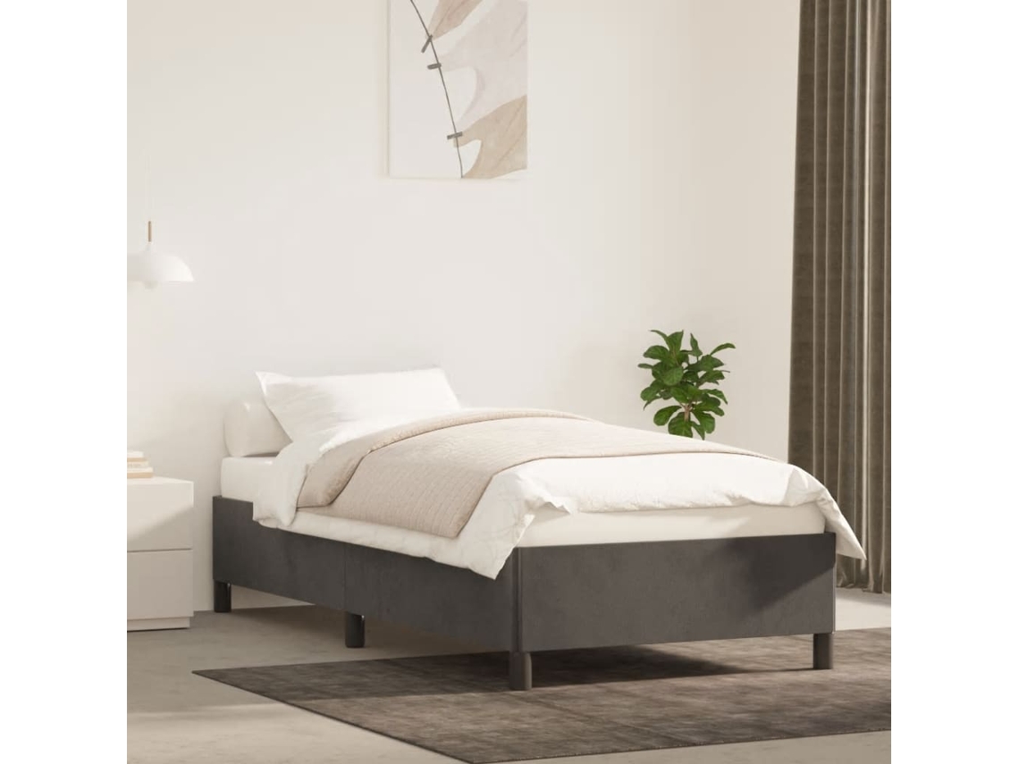 Vidaxl Estrutura De Cama Sem Colchão 80x200 Cm Veludo Cinzento-escuro