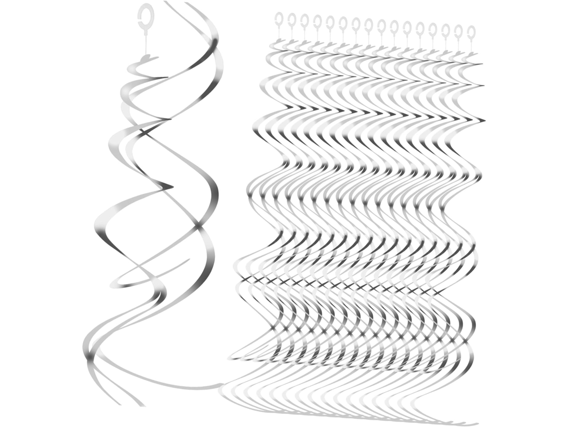 Conjunto De 30 Peças De Enfeites Suspensos Em Espiral De Pvc Prateado Para Casamentos E Festas.
