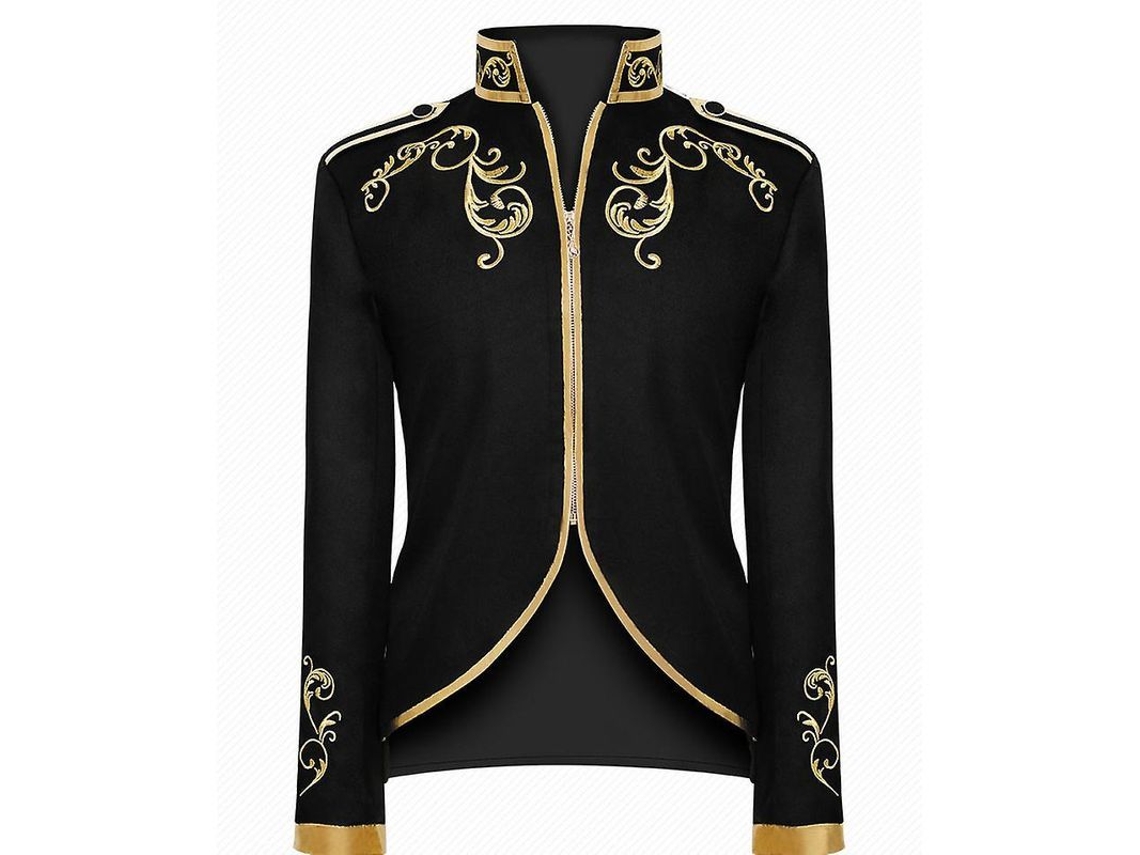 2026 chaqueta Medieval Victoriana com Bordado, Cremalheira e Gola Alta para Cosplay Pirata Gótico Steampunk