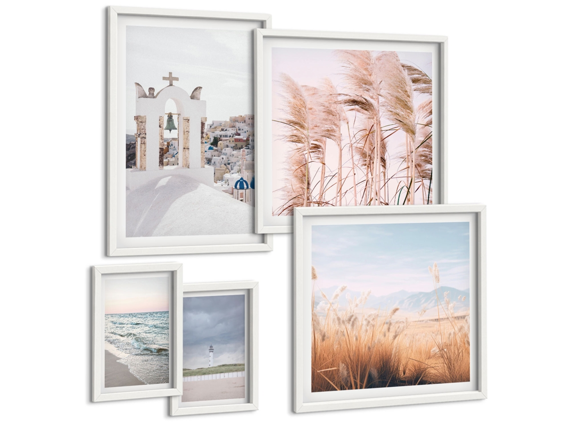 Conjunto De Pinturas Paisagens À Beira-mar Estilosas Espelharte (5 Peças)