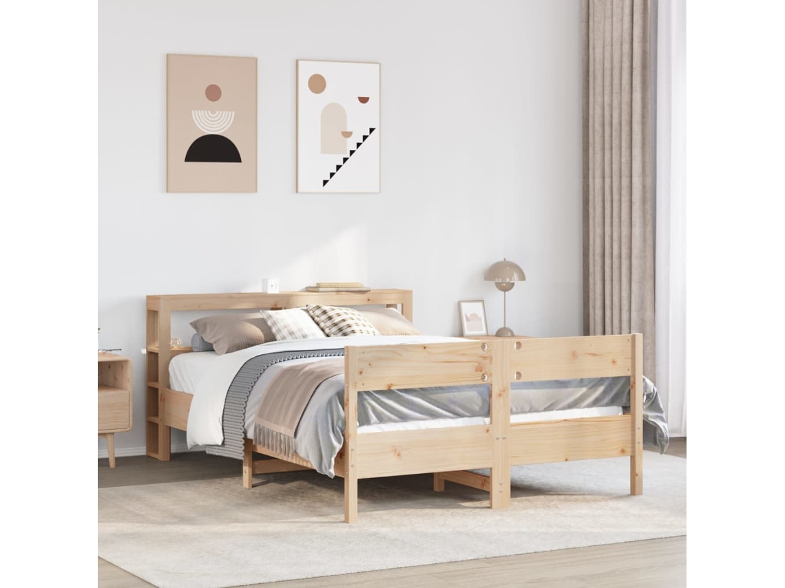 Vidaxl Cama Sem Colchão 140x190 Cm Madeira De Pinho Maciça