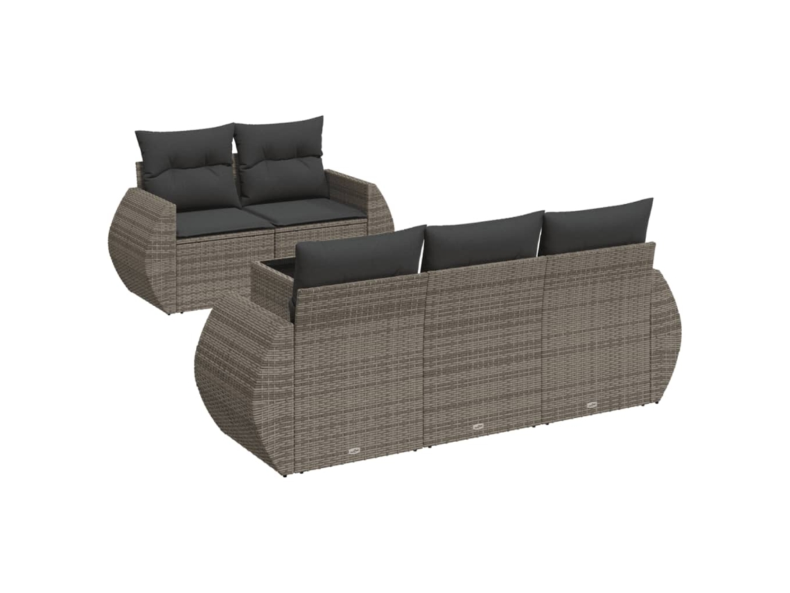 Conjunto de 6 Sofás de Jardim com Almofadões Vime Cinzento MAISON EXCLUSIVE (80x200 cm)